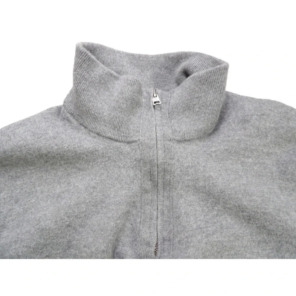 Banana Republic Sweater Men L Gray Italian Merino Wool Mockneck Knit 1/4 Zip Top
